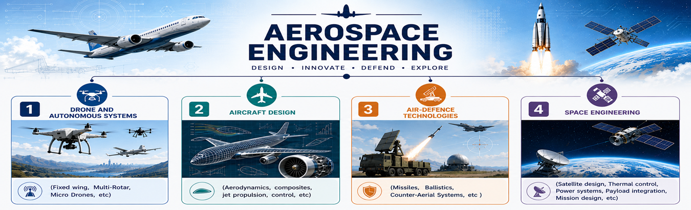 AEROSPACE ENGINEERING,  DESIGN, INNOVATE, DEFEND, EXPLORE