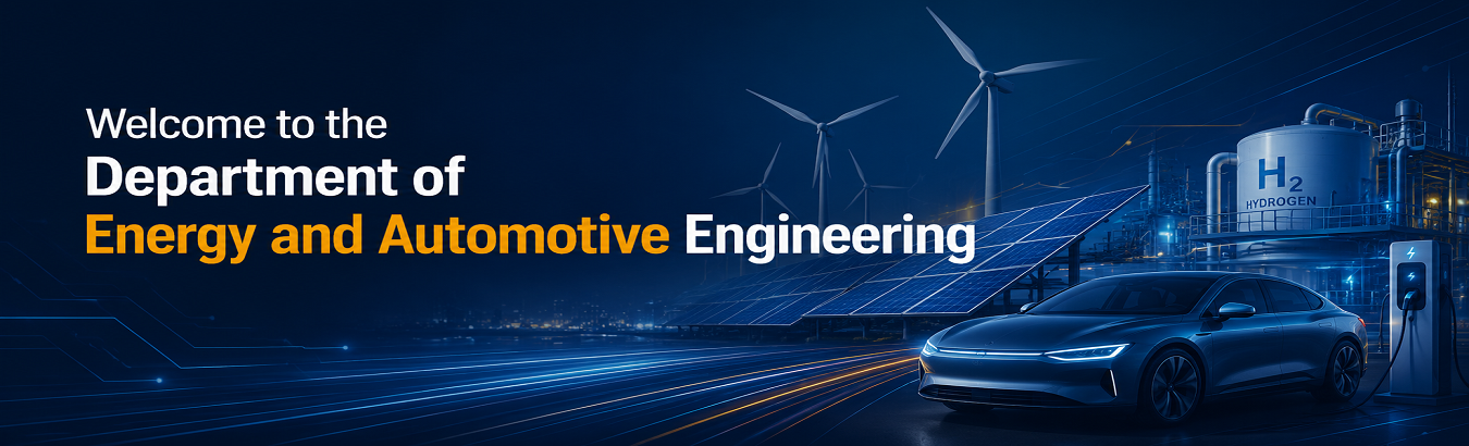 Welcome slide for Energy and Automotive Engineering