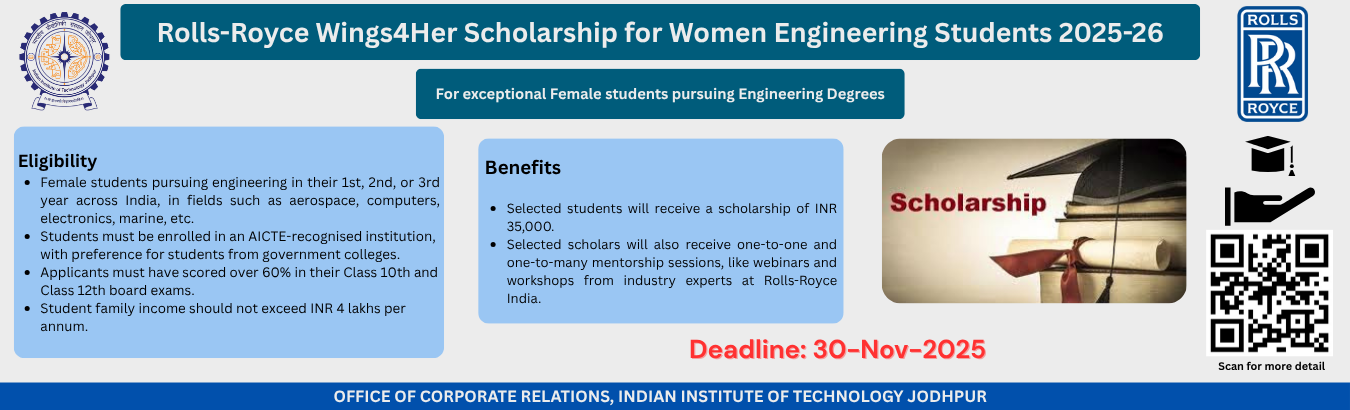 Rolls-Royce Wings4Her Scholarship for Women Engineering Students 2025-26